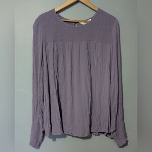 Addition Elle Lilac Lavender Smocked Yoke Long Sleeve Peasant Blouse Women's 4X